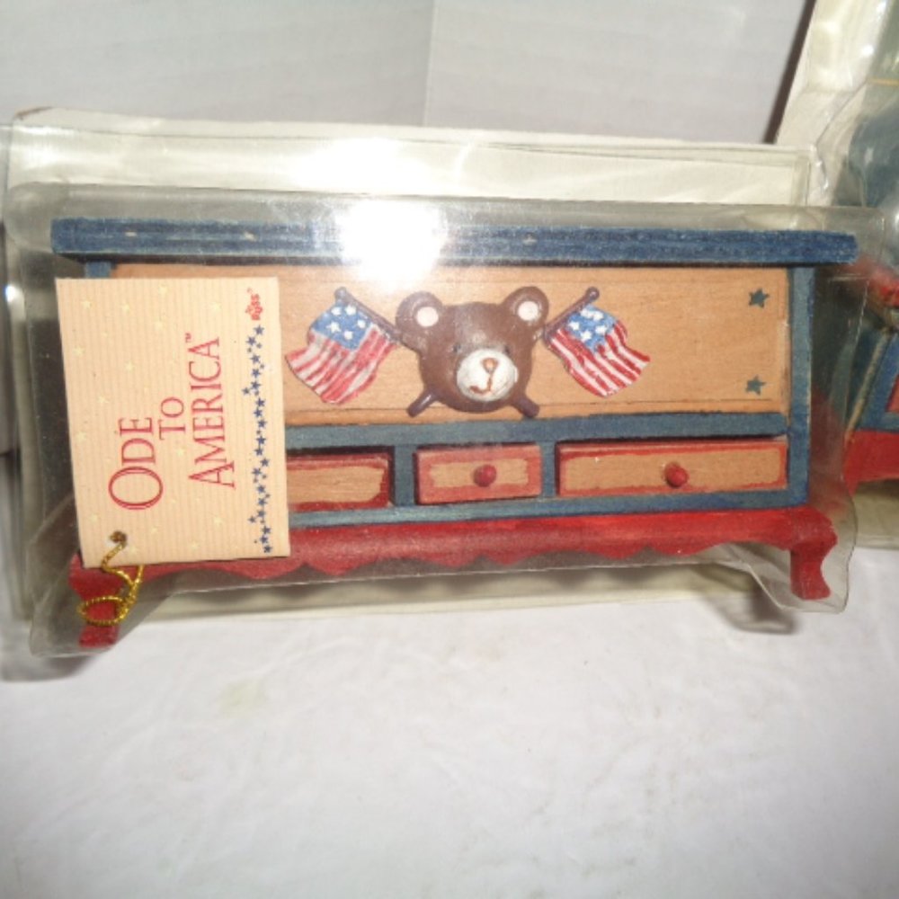 Ode To America, Mini Wooden Furniture By RUSS, Lot Of Four, New Sealed - Picture 4 of 7